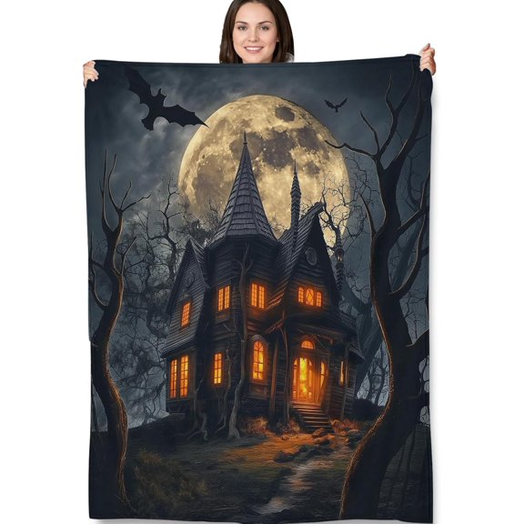 Gothic Blanket - Halloween Spooky and Bats Fleece Throw - Perfect Decor, Kids, and Horror Fans - 50x60 Inches