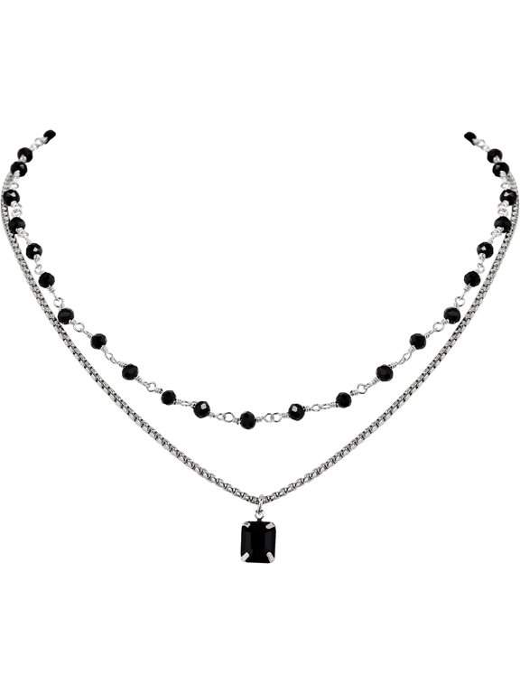 Gothic Boho Crystal Necklace, Layered Necklace, Black Choker, Gothic Choker, Christmas New Year Jewelry Gift For Women
