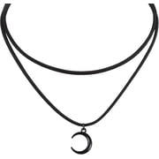 Gothic Boho Moon Choker Necklace For Women, Adjustable Black Moon Phase Pendant Gothic Jewelry Celestial Witchcraft Accessory Festival Summer Vibes Layering Necklace