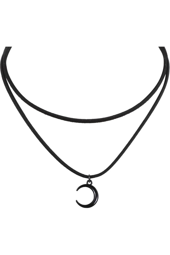 Gothic Boho Moon Choker Necklace For Women, Adjustable Black Moon Phase Pendant Gothic Jewelry Celestial Witchcraft Accessory Festival Summer Vibes Layering Necklace