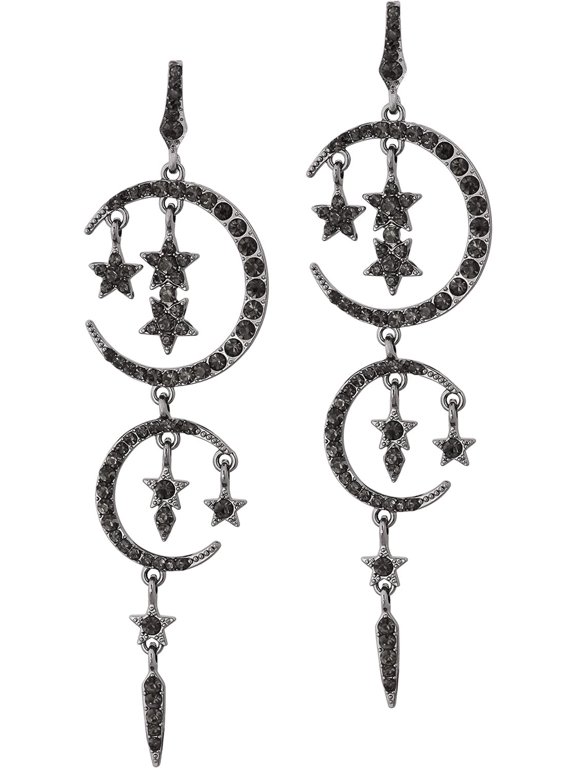 Gothic Boho Sun and Moon Earrings, Crescent Moon Star Pendant, Star Earrings, Celestial Earrings, Goth Jewelry Gift for Women, Christmas Gift for Women