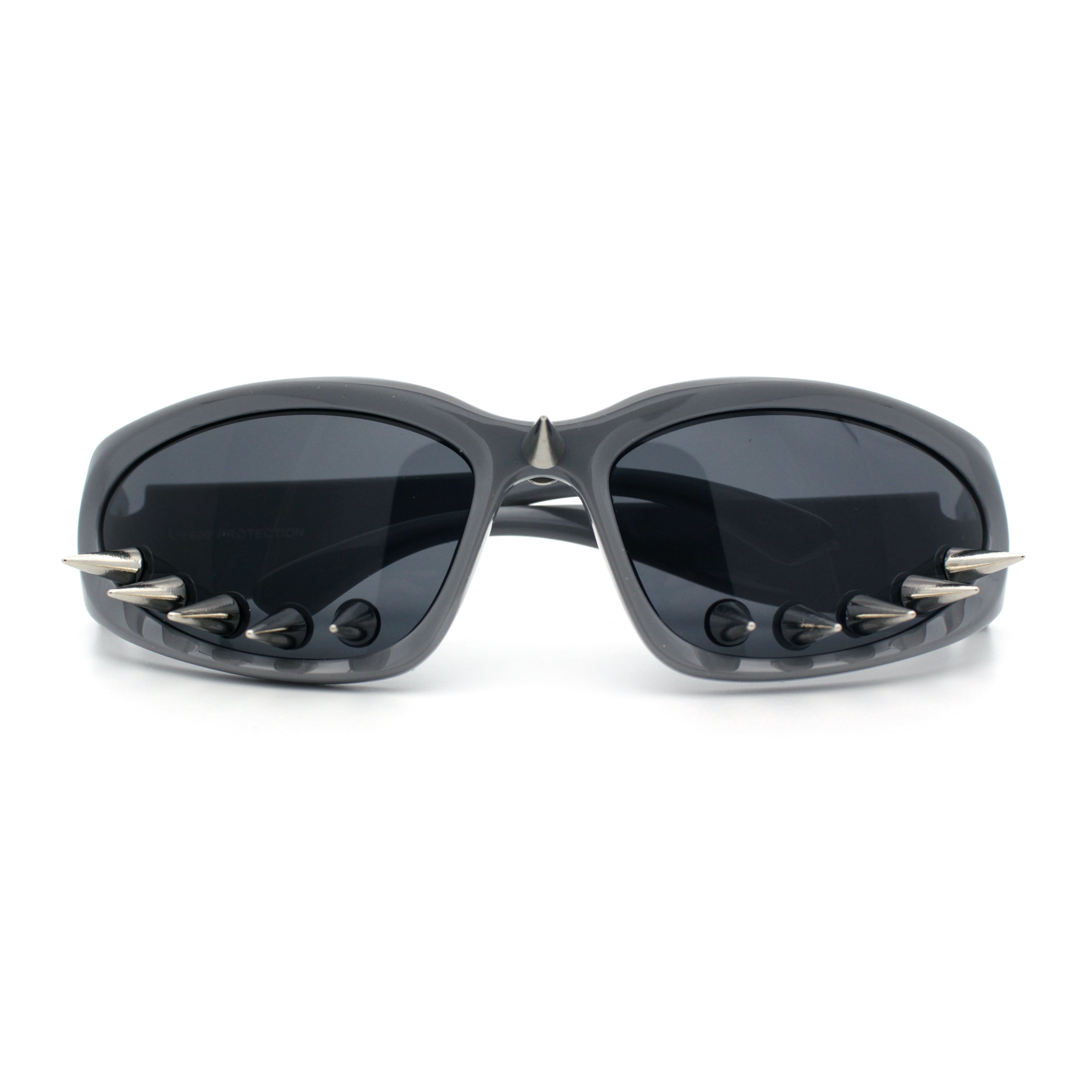 Studded Punk Rectangle Sunglasses UV400 PC Plastic Frame Amazon.com: COTIA One-piece Diamond Rivet Punk Rocker Large  main image 2