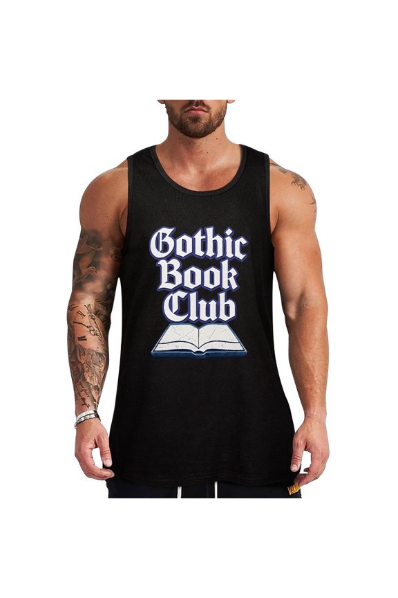 Gothic Book Club Men's Tank Top Muscle Workout Gym Sleeveless Shirt for Workout, Casual Wear, Walking Medium