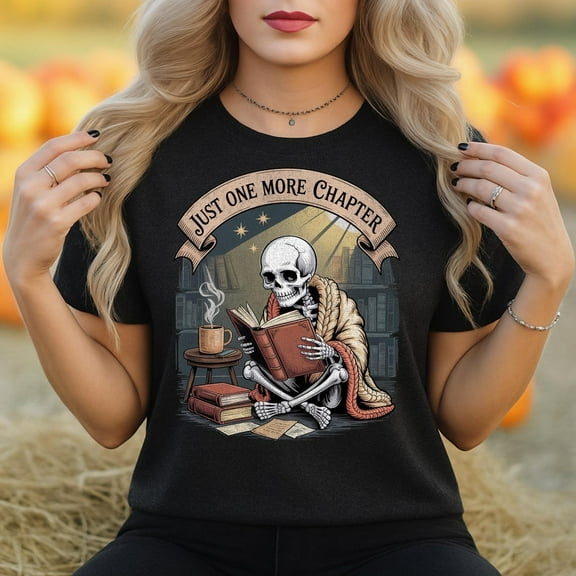 Gothic Book Lover Skeleton Shirt Cozy Vintage Reading Apparel