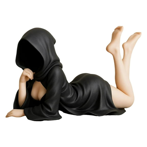 Gothic Bookshelf Sculpture, 2025 New Funny Sexy Black Robe Female Figure Resin Art Ornaments, 3D Spooky Sculpture for Halloween Decor