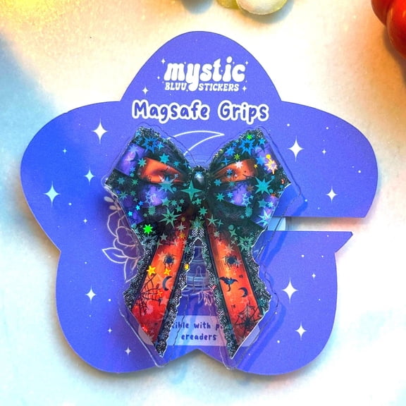 Gothic Bow Magsafe Phone Grip: Spooky Halloween E-Reader Accessory