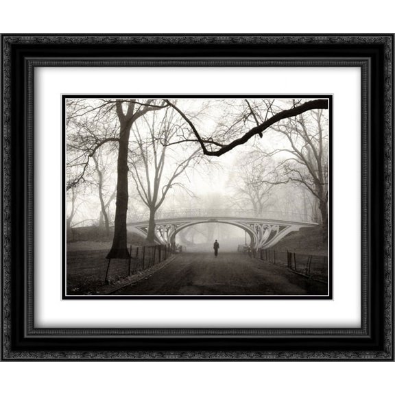 Gothic Bridge, Cental Park, New York City 2x Matted 20x24 Black Ornate Framed Art Print by Henri Silberman