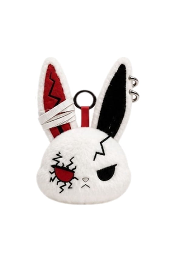 Gothic Bunny Plush Keychain Pendant Dark Halloween Bag Charm for Keys Backpack Purse Accessory Gift