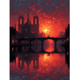 thumbnail image 1 of Gothic Burning Cathedral Canvas Art, Dark Fantasy Castle Scene, Game Room Spooky Wall Decor, 1 of 8