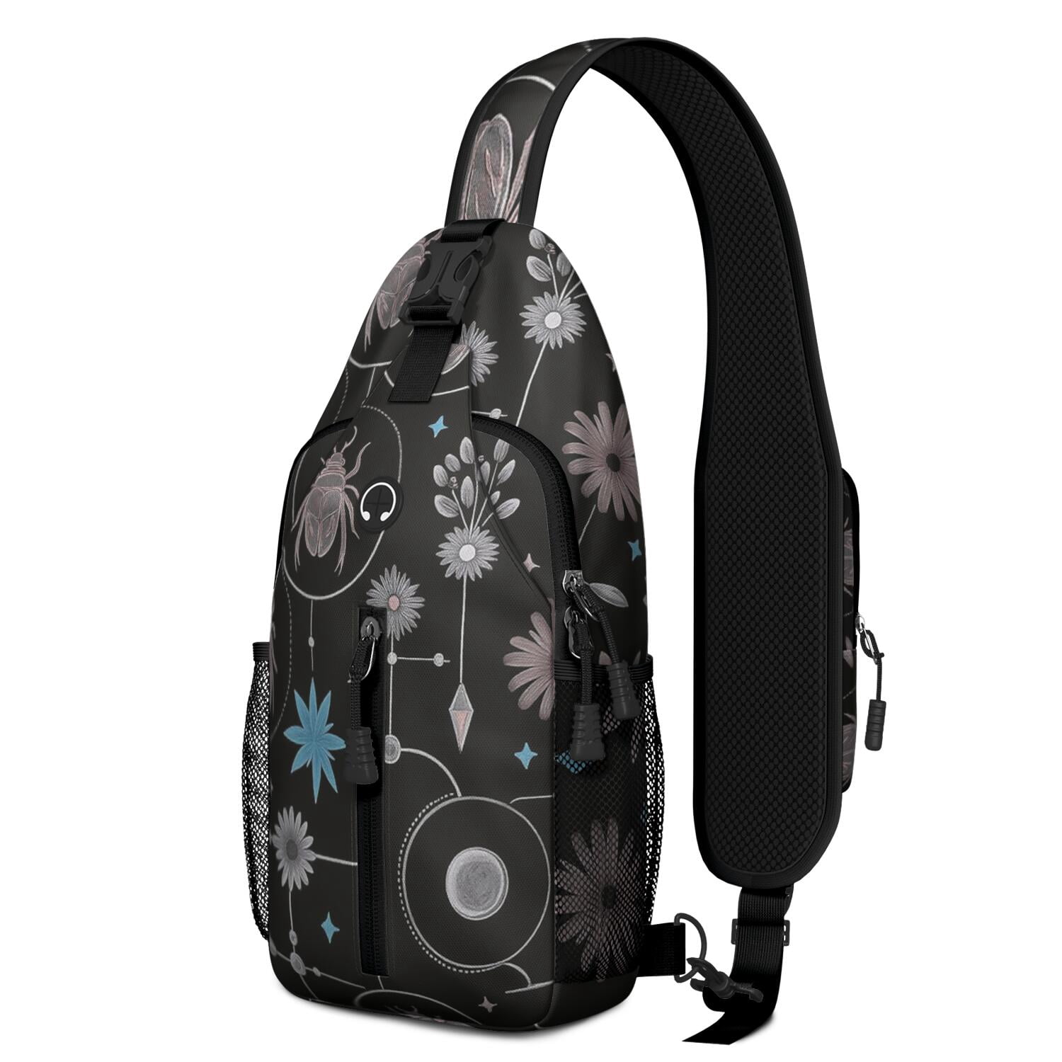 Gothic Butterfly Moon Crossbody Sling Bag for Women Men Travel Sling Bag Casual Bag for Traveling Office Small Travel Backpack Gym Sports Travel Hiking Daypack