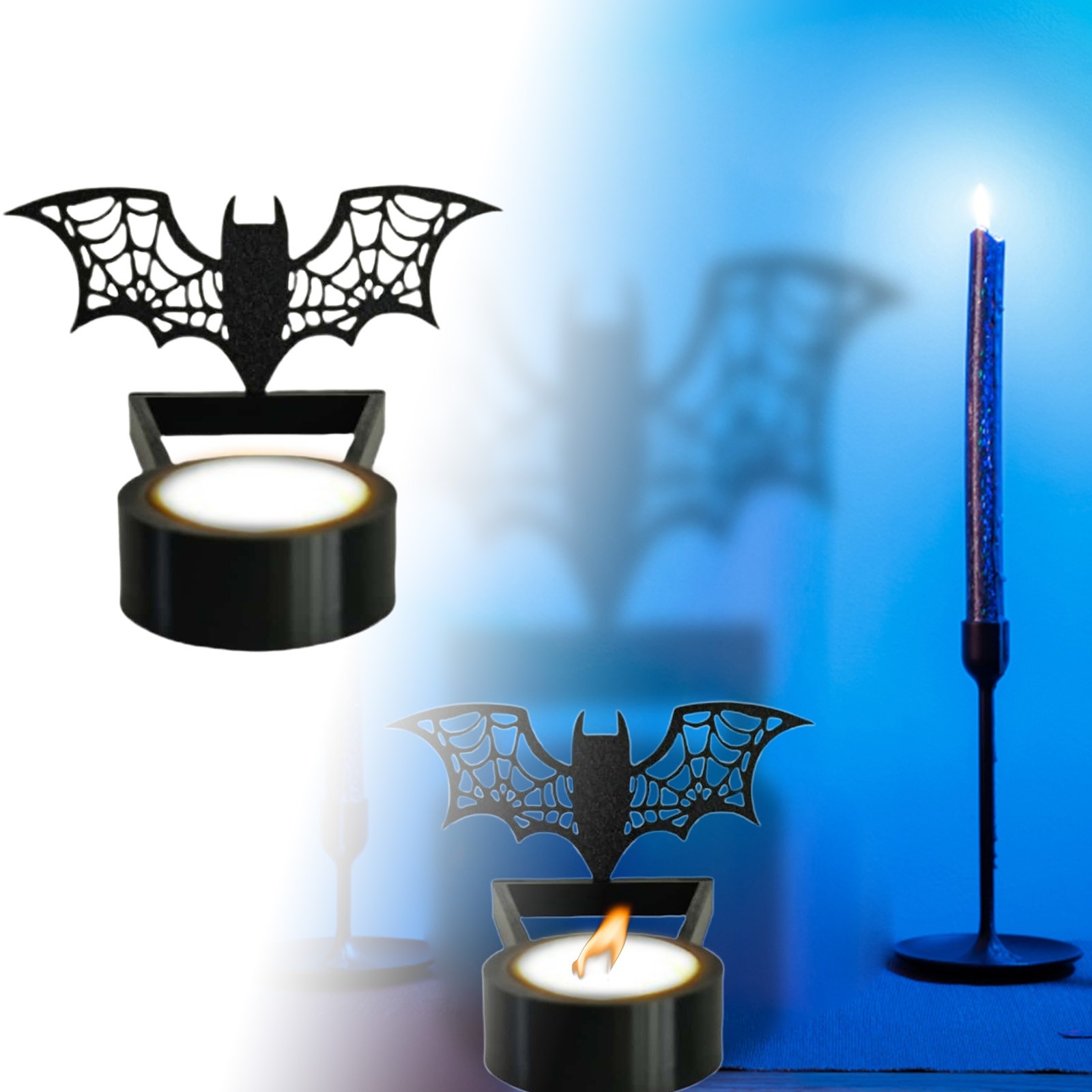 Gothic Candle Holder Black Halloween Decorations，Halloween Shadow ...