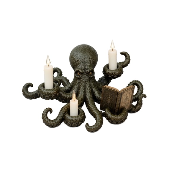 Gothic Candle Holder, Deep Sea Spellkeeper Octopus Resin Statue for Home Office Shelf Desk Halloween and Dark Academia Decor