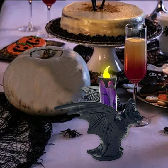 Gothic Candle Holder Raven Decor Owl Candle Sticks Holder Decor Mystical Dark Accents for Home & Parties (Bat)