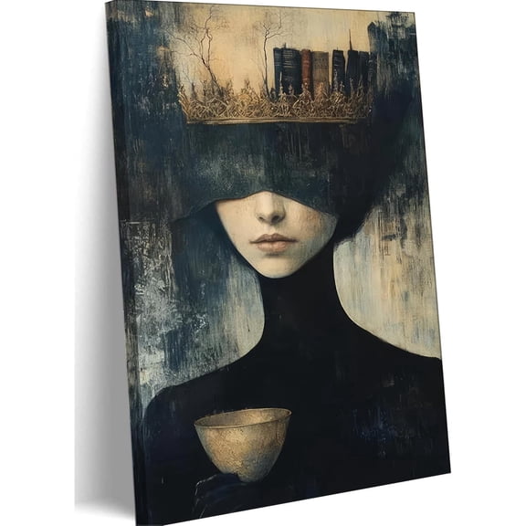 Gothic Canvas Wall Art Dark Academy Painting Picture Wall Decor Victorian Woman Poster Print Artwork for Bathroom Living Room Gallery Library Corner Bedroom Home Decoration
