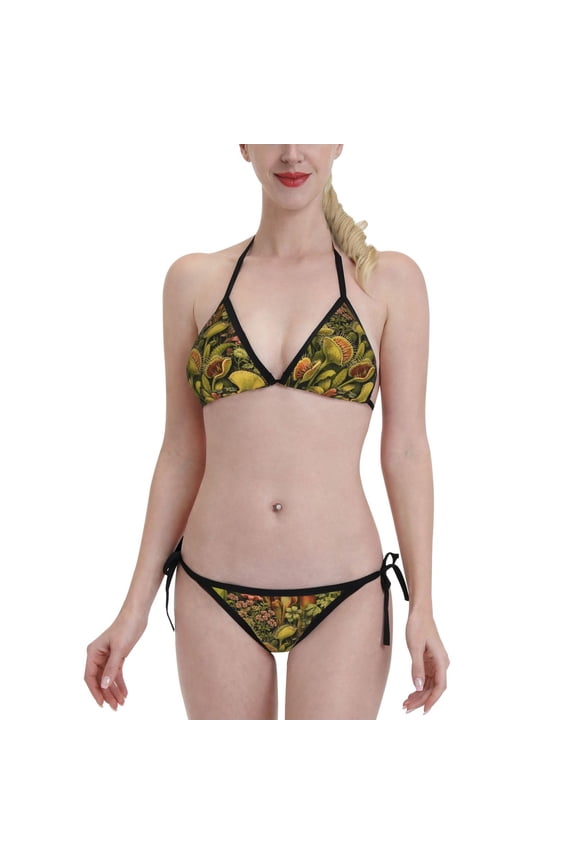 Gothic Carnivorous Plant Women's Bikini Set Two Piece Swimsuit Triangle Bathing Suit Adjustable Beach Swimwear