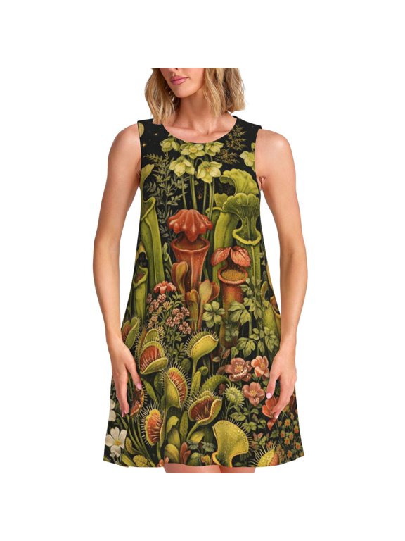 Gothic Carnivorous Plant Women's Dresses Sleeveless Nightdresses for Summer