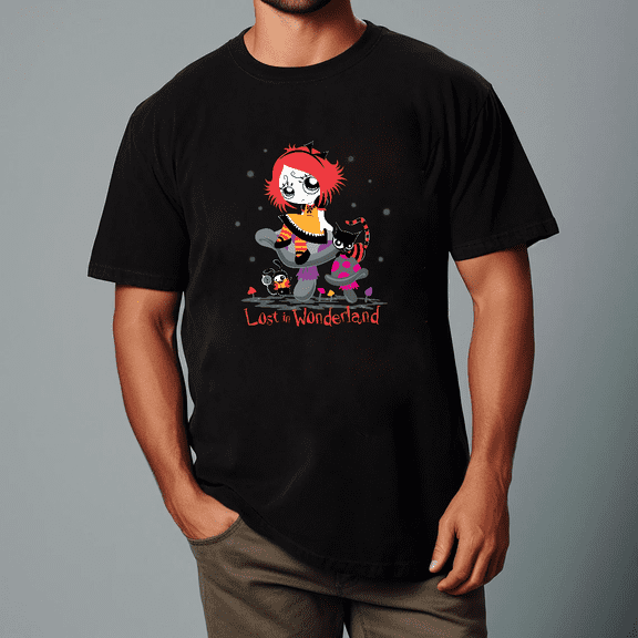 Gothic Cartoon Girl Lost In Wonderland Alternative Style Unisex T-Shirt V10191, up to size 5XL