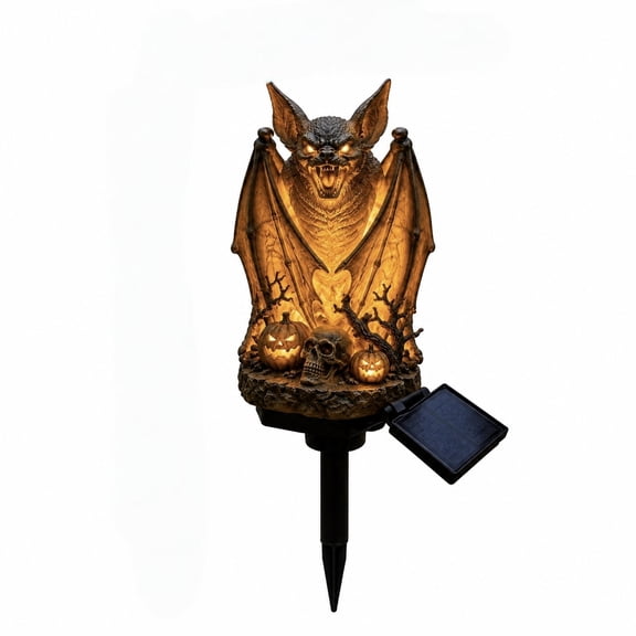 Gothic Castle Bat Solar Pathway Light, Medieval Fantasy Myth PVC Ground Lamp, Waterproof Outdoor Yard & Patio Halloween Castle Styled Decor