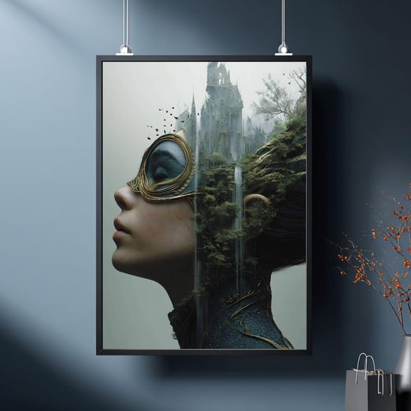 Gothic Castle Fantasy Wall Art, Unframed Paper Print Size 12x18