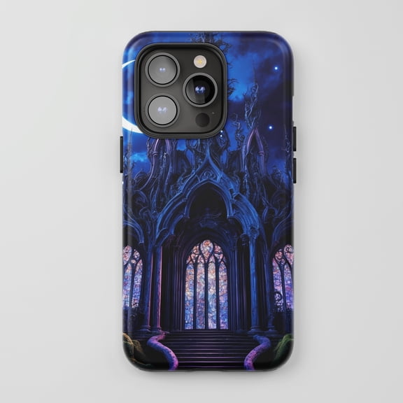 Gothic Castle For All iPhone Series Tough Phone Case Dark Blue Purple