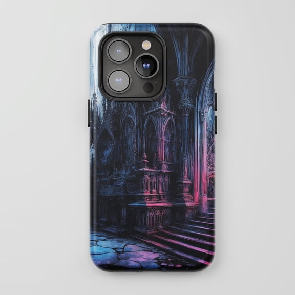Gothic Castle For All iPhone Series Tough Phone Case Dark Fantasy Blue Pink