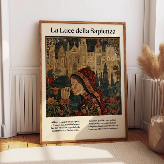 Gothic Castle Illustration - Medieval Wisdom And Enlightenment Wall Art – La Luce Della Sapienza Print Wall Art, Modern Wall Decor, 8x12 UNFRAMED