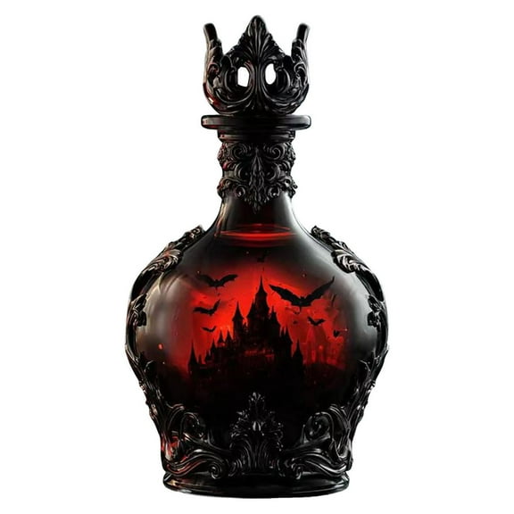 Gothic Potion Style Liquor Glass, Vampire Elixir Bottle, Halloween Decorations with Stopper, for Halloween Bar Decor & Collectors