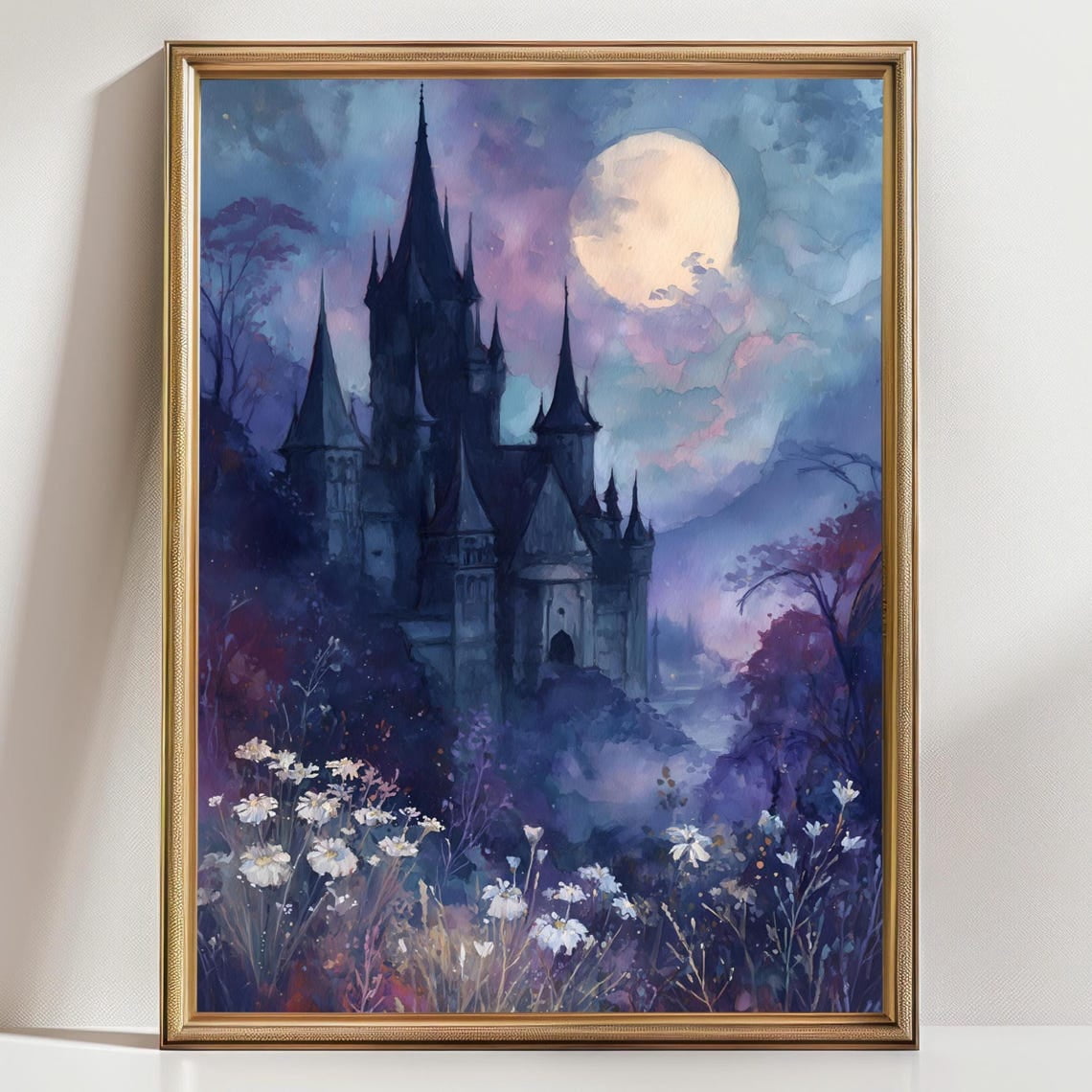 Gothic Castle Moonlight Print – Dark Fairytale Fantasy Wall Art ...