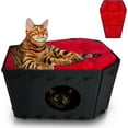 thumbnail image 1 of Gothic Cat Bed for Indoor Cats or Pets, Foldable as Halloween Cat House with Soft Cushion for Goth Cat, Gothic Cat House, Coffin Shape Cat Cave, Black and Red Color, 1 of 9