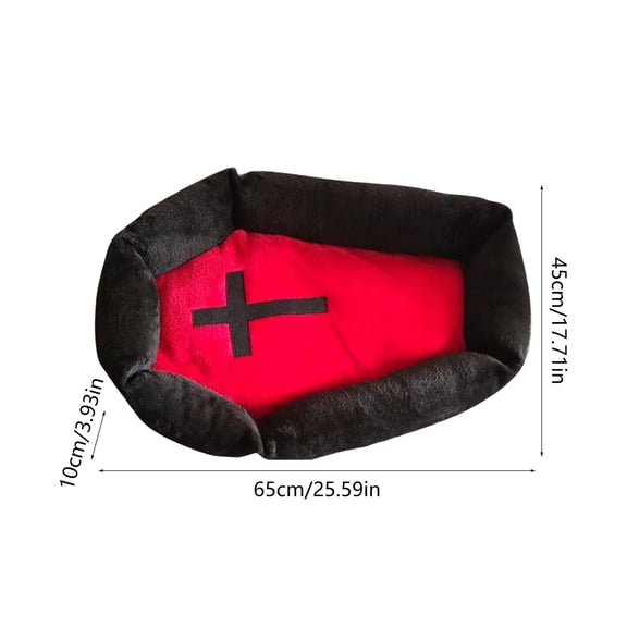 Gothic Cat Bed for Indoor Cats Washable Coffin Cat Bed, Soft Fabric Gothic Pet Furniture Activity Center for Halloween Decor 25.6X17.7X3.9In Black