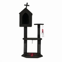 Gothic Cat Tree with Coffin Bed, 57" Cat Tower with Spacious Cat Condo, Scratching Posts, Hanging Toy, Multi-Level Cat Activities Furniture for Large Cats