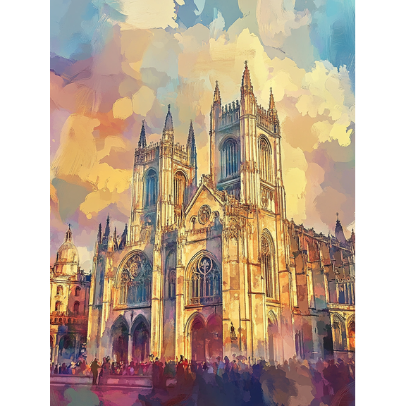 Gothic Cathedral Canvas PaintingSuitable for Living Room Bedroom Office Dining Room and Hallway Decoration.