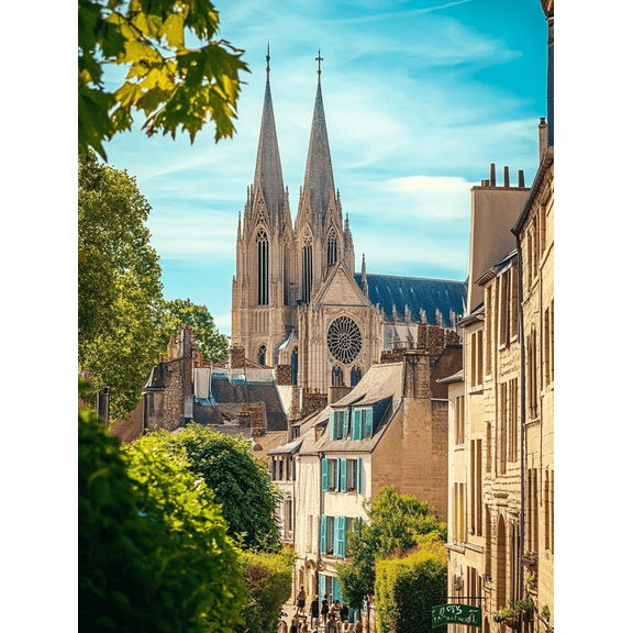 Gothic Cathedral French Street View Canvas Print/Wall Art Suitable for Living Room Bedroom Office Hallway and Dining Room Decoration.