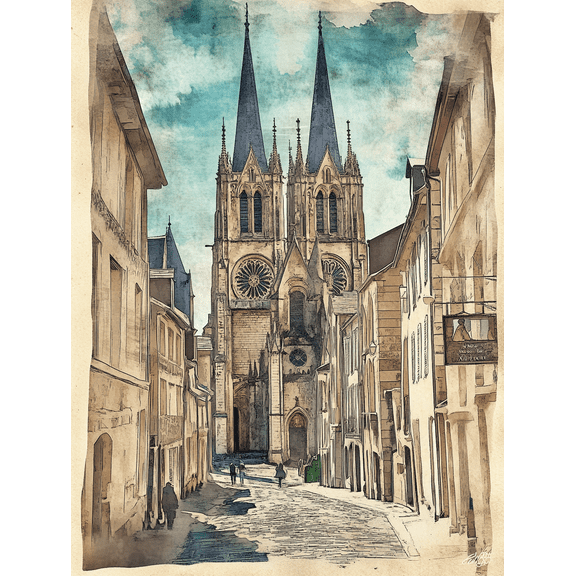 Gothic Cathedral Street Scene Canvas Print/Wall Art Suitable for Living Room Bedroom Office Hallway and Dining Room Decoration.
