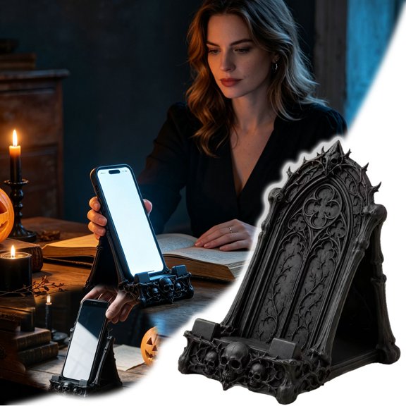 Gothic Cathedral Window Phone Stand,Universal Desktop Smartphone Holder,Dark Aesthetic Decorative Cell Phone Mount