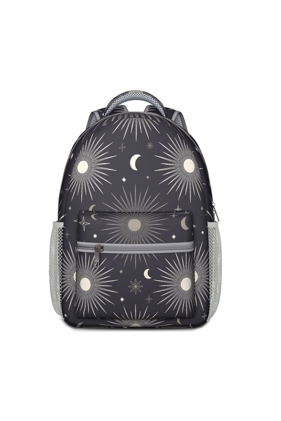 Gothic Celestial Astrology Backpack – Moon, Stars & Witchy Spiritual Print with Cosmic and Golden Elements for