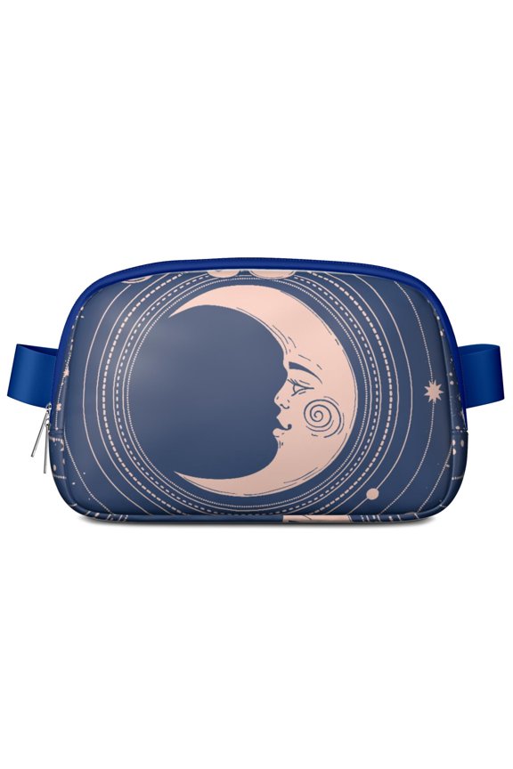 Gothic Celestial Fanny Pack for Women – Sun & Moon Astrology Waist Bag with Cosmic Starry Night Print and Mystical Aesthetic Design