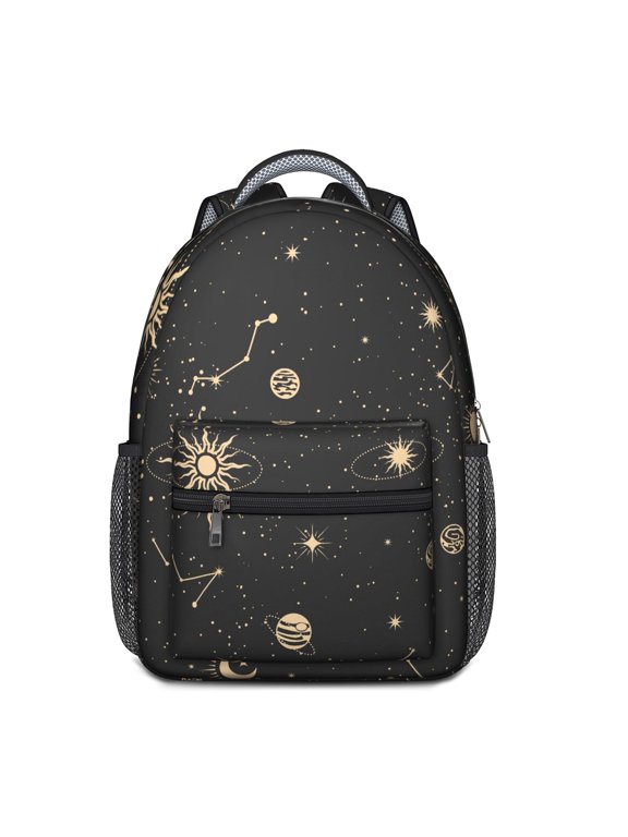 Celestial Backpack with Starry Night, Moon & Sun Print – Mystical Witchy Astrology Design for School