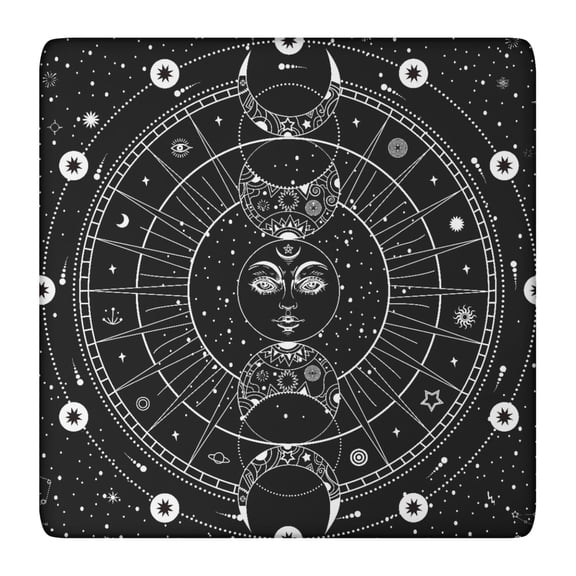Gothic Celestial Moon & Stars Tablecloth - Windproof Square Cover for Dining, BBQs (36x36 Inches, Easy Clean)