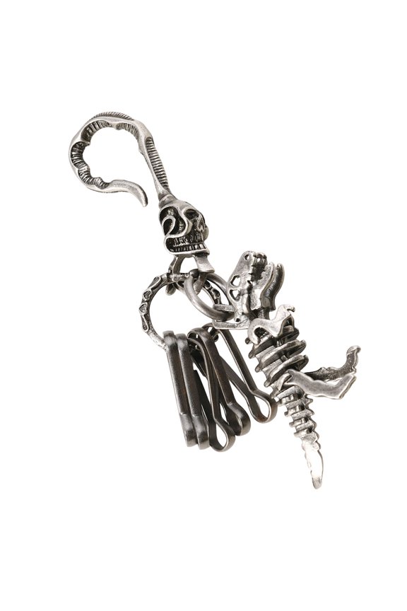 Gothic Charm Skeleton Key Holder Skull Keyring For Backpacks Wallets Polished Alloy Bag Decoration Charm