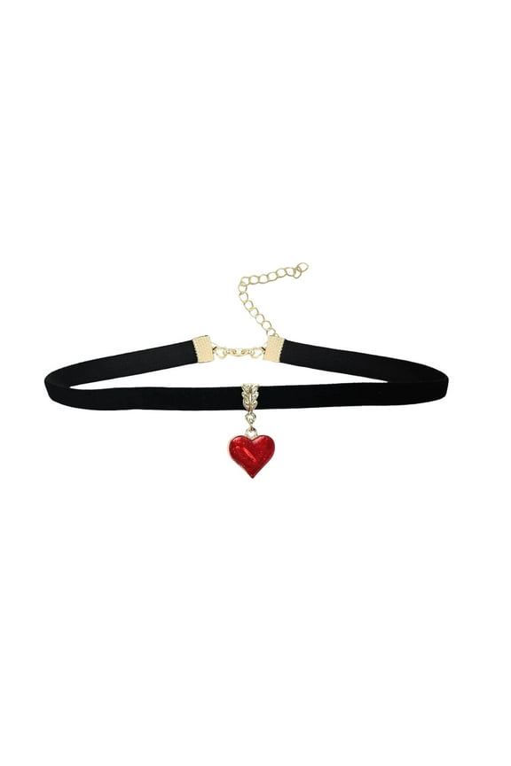 Gothic Choker Necklace for Women - Black Velvet Vampire Choker with Dripping Red Heart, Adjustable 10-14 Inch Halloween Valentine's Day Jewelry & Accessory