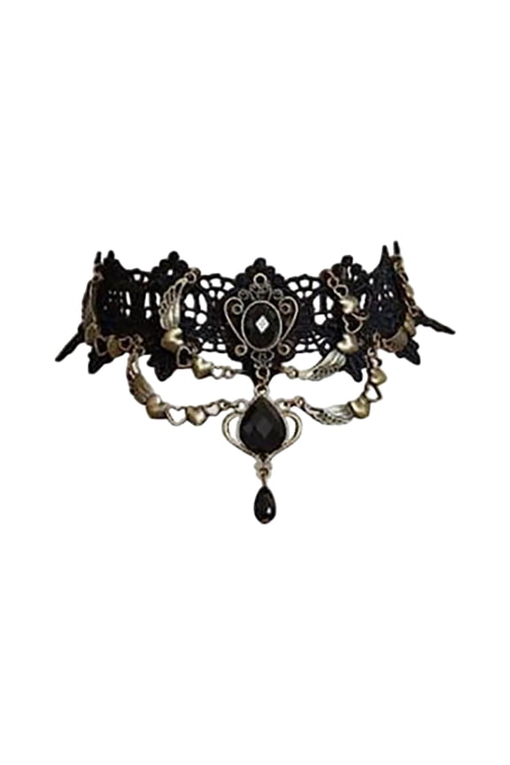 Gothic Choker Necklace for Women - Elegant Black Lace Victorian Steampunk Collar with Pendant, Halloween Sexy Jewelry for , Wedding, Party & Statement Goth Accessories