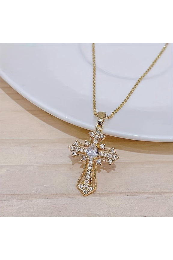 Gothic Christian Cross Necklace for Women Catholic Jewelry Accessories