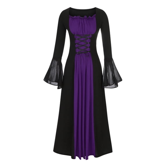 Gothic Clothes For Women 2024 Dark Vintage Steampunk Clothes Flare Sleeve Halloween Party Dress Punk Hippie Dresses