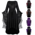thumbnail image 1 of Gothic Clothes For Women Halloween Lace Skeleton Punk Dress Plus Size Retro Dress, 1 of 5