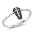 thumbnail image 1 of Gothic Coffin Cross Ring .925 Sterling Silver Band Jewelry Female Male Unisex Size 7, 1 of 4