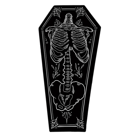 Gothic Coffin Runner Rug, Non Skeleton Torso Spider Web Printed Long Floor Mat, Spooky Halloween Coffin Shape Area Carpet for Bedroom Bathroom Entryway Goth Home Decor 100Ã40cm