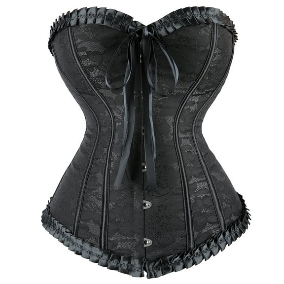 Gothic Corset Overbust Lace up Corset For Women Corsets Bustier Top Waist Training Black XS