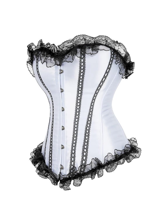 Gothic Corset for Women Lace up Bustier Corset Top White S