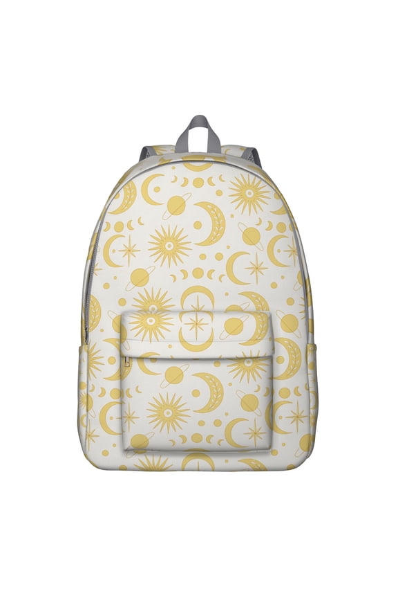 Gothic Cosmic Astrology Backpack, Lightweight School Bag with Mystical Moon and Golden Star Print